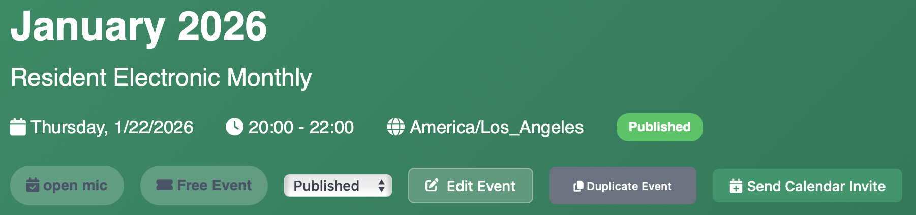 BookerPal Event Menu page