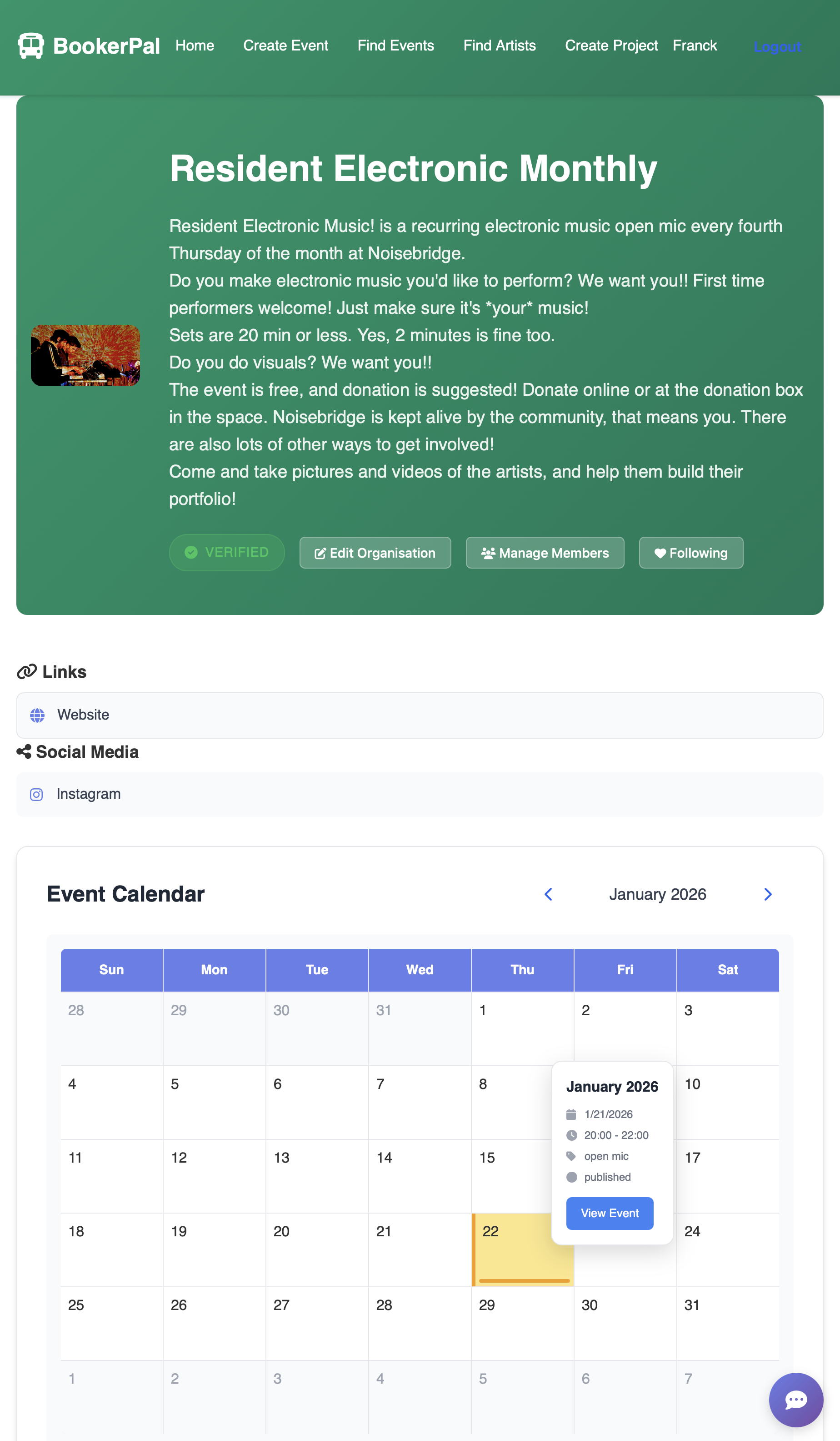 BookerPal Organization page