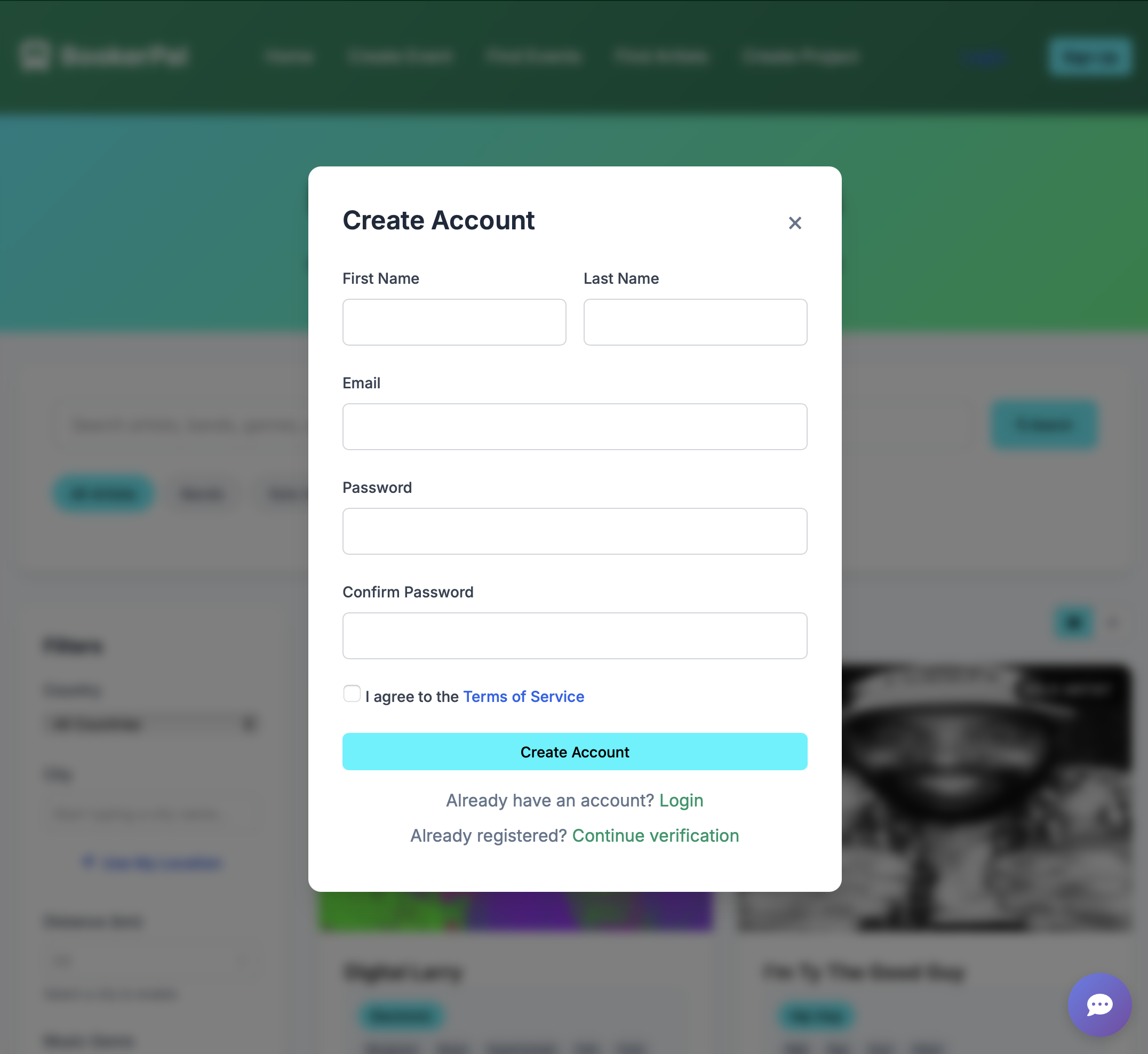 BookerPal Sign Up page